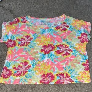 Hawaiian themed crop short sleeve shirt